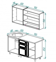 Кухонный гарнитур Легенда 3 (1,5м)